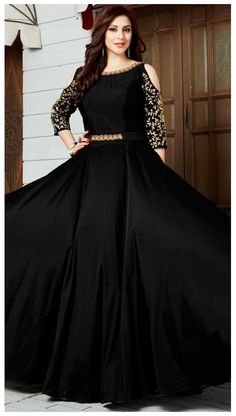 Gaun Design Dresses Indian, Black Designer Dress, Orang India, Stylish Black Dress, Silk Anarkali Suits, Gaun Fashion