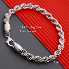 💎🧿 * Our 925 STERLING SILVER ITALIAN ROPE TWIST DIAMOND CUT CHAIN BRACELETS are specially designed to make you look elegant and stylish like a shining star in the dark of night. * You can wear our high quality and elegant jewelry in daily life with peace of mind. * Our Dainty 925 STERLING SILVER ROPE CHAIN BRACELETS, where quality and love come together, make a perfect gift for birthdays, anniversaries, Christmas, Mother's Day, Father's Day, Easter, Valentine's Day, Halloween, and Thanksgiving.  * Suitable for mothers, fathers, wives, husbands, partners, daughters, sons, girlfriends, boyfriends, kids, or any special person in your life, this high-quality 925 Sterling Silver chain bracelet is an elegant piece of jewelry for both men and women, offering a unique and meaningful gift. 💖💎 S Silver Rope Bracelet, Rope Bracelet Men, Chain Women, Rope Twist, Bracelet Men, Chain Bracelets, Gifts Jewelry, Women Birthday, Silver Chain Bracelet