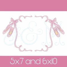 5x7 and 6x10 frame with pink ribbon on white background for embroidery