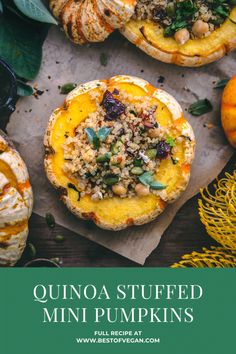 quinoa stuffed mini pumpkins with stuffing in them