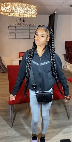 Four Ponytail Braids Hairstyles, Jumbo Ponytail For Black Women, Easy Braids For Beginners Black, 6 Big Braids Hairstyles, 4 Jayda Wayda Braids, 5 Jayda Wayda Braids, 4 Braids Ponytail Hairstyle, 4 Braided Ponytail, 4 Long Braids With Weave