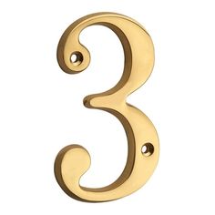 the number three in gold on a white background