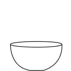 a black and white line drawing of a bowl on a white background, with the bottom half empty