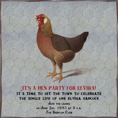 a painting of a chicken with the words it's a men party for revival