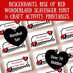 valentine's day printables with red and black hearts