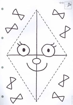 a drawing of a face in the shape of a triangle with eyes and arrows drawn on it