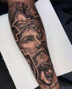 Half Arm Sleeve Tattoo, Arm Tattoos For Guys Forearm, God Tattoo, Wolf Tattoo Sleeve, God Tattoos, Jesus Tattoo, Religious Tattoos, Arm Sleeve Tattoos, Sleeves Ideas