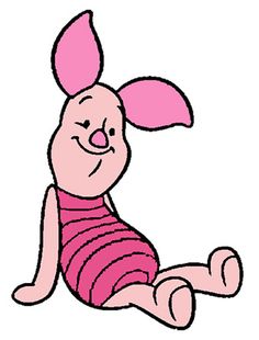 winnie the pooh sitting on the ground with her pink hair in pigtails and striped shirt