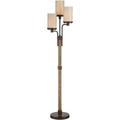 a floor lamp with three lamps on it