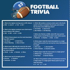 a football trivia with an image of a helmet on it