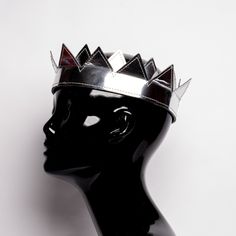 Shiny Double Layered Silver Mylar One Size Fits All Via An Adjustable Velcro Strap Unisex EST. SHIPPING: 3-5 DAYS Rihanna Crown, The Fallen Angel, Gold Interior, Character Ideas, Tiaras And Crowns, Skull Cap, Velcro Straps, The Bad, Bad Girl