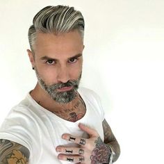 Mens Hair Undercut, Trimmed Beard Styles, Hair Stules, Hair Undercut, Cool Mens Haircuts, Handsome Older Men, Mens Fashion Edgy, Men Haircut Styles