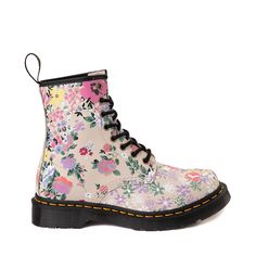 Womens Dr. Martens 1460 8-Eye Boot - Parchment / Floral Mashup Floral Doc Martens, High Quality Boots, Punk Vintage, Classic Heels, Goodyear Welt, Doc Martens, Shoe Size Chart, Dr. Martens, Lace Up Boots