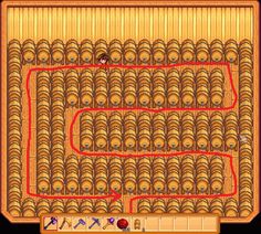 an old computer game with lots of gold and red lines on the screen, as well as