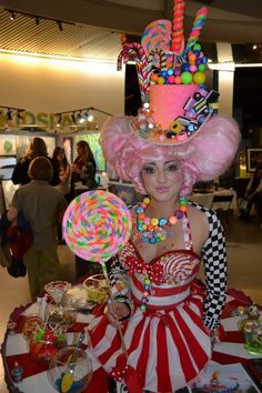 a woman dressed up as a candy land character