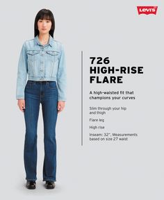 Levi's 726 flare jeans are designed with a slim fit through your hip and thigh before flaring at the knee. The high rise style elongates your silhouette to make you feel as amazing as you look. Levis 726 Flare, Levis Flare Jeans, Health Is Wealth, High Rise Flare Jeans, High Rise Style, Levi Jeans Women, Winter Tops, Levis Women, Jeans Online