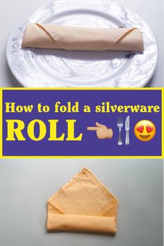 an image of how to fold a silverware roll on a paper plate with napkins