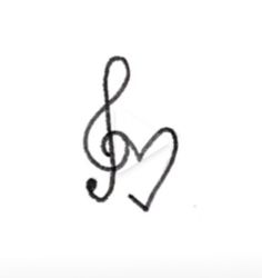 a musical note with the letter b on it