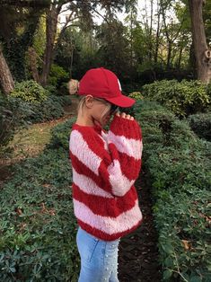 Hand Knitted Fluffy Mohair Sweater Stripe Wool Sweater Bridal | Etsy Cozy Red Sweater For Cold Weather, Casual Warm Red Sweater, Cozy Red Winter Sweater, Trendy Red Knitted Sweater, Trendy Red Soft Knit Sweater, Red Knitted Acrylic Sweater, Red Acrylic Knitted Sweater, Cozy Red Acrylic Sweater, Red Chunky Knit Acrylic Sweater