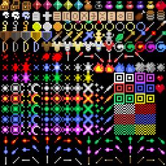 an old school computer game with lots of colors and patterns on it's screen