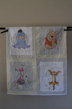 Winnie The Pooh While Cloth Quilt | Disney Baby Quilt | Yellow Pooh Bear Quilt | Handmade Baby Gift | Winnie the Pooh Shower Gift - Quilts a la Mode Winnie The Pooh Quilt, Piglet And Eeyore, Handmade Baby Gift, Disney Quilt, Whole Cloth Quilts, Bear Quilts, Handmade Baby Gifts, Soft Layers, The Embrace