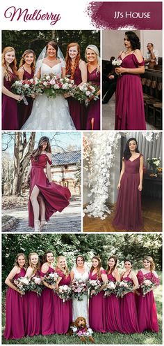 a collage of photos showing different bridesmaid dresses