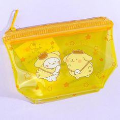 Store your charms inside this super kawaii transparent pouch. It features a print of Pompomurin hanging out with Sirotan who's dressed just like him! This pouch comes from a collaboration between Sanrio and Sirotan.  Features a zipper closure Kawaii Transparent, Transparent Pouch, Brown Beret, Kawaii Bags, Kawaii Backpack, Besties Forever, Super Kawaii, Drink Milk, Rilakkuma