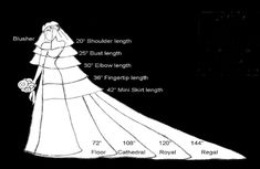 a drawing of a wedding dress with measurements for the bride and groom's gown