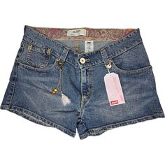 Levi's 504 Slouch Jean Shorts With Feather And Bead Charm Size 15 Juniors Nwt Distressed Slouch Fit Jean Shorts With Removeable Feather And Bead Charm. Mid 9" Rise. 5 Pockets. Zip And Button Fly. Floral Print On Inside Of Waistband. Manufactured February 2006. Size 15 Juniors. New With Tag. Please Note That Color May Differ Slightly From How It Appears On Your Screen Due To Varying Monitor Settings. Measurements Laying Flat Approx. : Waist 18" Rise 9" Inseam 2.5" Leg Opening 10.5" Levis 501 Women, Slouch Jeans, Cutoff Jean Shorts, White Denim Shorts, High Rise Denim Shorts, Levi’s Jeans, Cut Off Jeans, Button Fly Jeans, Levi Shorts