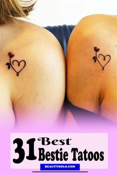 two women with tattoos on their backs and the words, 15 tattoo simples para fazer com as melhores amigas