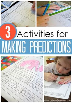 three pictures with the words 3 activities for making predicates