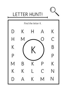 the letter k worksheet is shown in black and white