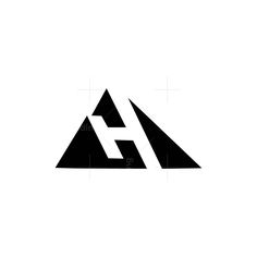 the letter h is made up of two triangles and has an arrow on top of it