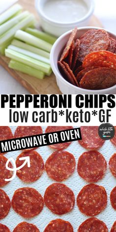 pepperoni chips are shown on a cutting board