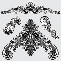 an ornate design in black and white