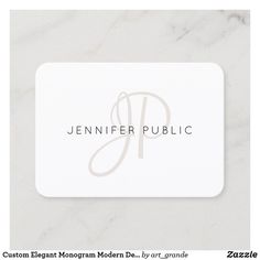 a white business card with the word, custom elegant monogramm decal by art - grunde