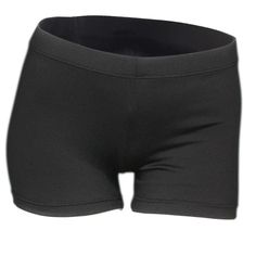 a women's black shorts with the bottom half open and no pants on it