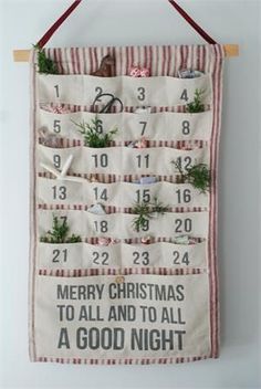 a christmas calendar hanging on a wall