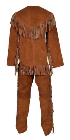 Men Western Mountain Style Suede Leather Fringed Shirt & Trouser - Brown | eBay Mountain Man Clothing, Suede Suit, Mountain Man Rendezvous, Shirt And Trouser, Off Grid Survival, Fringe Shirt, Native American Clothing, Mens Leather Clothing, Fur Trade