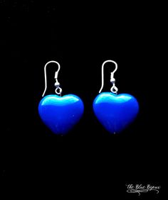 Heart Earrings | Blue Heart Earrings | Hanging Heart Earrings | Girls Earrings | Gift for her | Earrings Silver plated metal ear wires with 1 inch x 1 inch plastic blue heart earrings. Great condition, great gift for girl or great gift for her. Lightweight. Blue Heart Earrings, Earrings Hanging, Gold Heart Earring, Carved Heart, Onyx Earrings, Hanging Hearts, Earrings Blue, Girls Earrings, Blue Heart