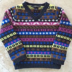 Little Marc Jacobs Navy Blue, Pink, Yellow, Black,Brown & White Warm Wool V-Neck Sweater Kids Size 4. Super Cute Quality Sweater! Measurements: Across Shoulders 9.5" Armpit To Armpit 13" Sleeve Length 14" Total Length Of Sweater 15.5" This Sweater Was Given To One Of My Kids As A Gift And Never Worn. To Hot Here In Socal. Casual Multicolor Tops With Fair Isle Pattern, Multicolor Long Sleeve Top With Fair Isle Pattern, Casual V-neck Fair Isle Sweater, Casual Pink Fair Isle Pattern Tops, Casual Pink Tops With Fair Isle Pattern, Kids Sweater, Girls Sweaters, V Neck Sweater, Yellow Black