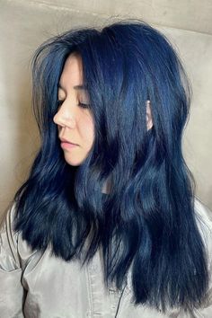 26 Blue Hair Color Ideas: Top Trending Shades For 2023 Midnight Blue Hair Asian, Washed Out Blue Hair, Blue Purple Ombre Hair, Types Of Purple Hair, Ocean Blue Hair Color, Deep Blue Hair Color, Medium Blue Hair, Indigo Blue Hair, Smokey Blue Hair