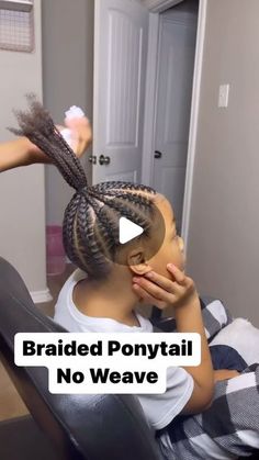 Braided Ponytail With Beads, Kid Braid Ponytail Styles, Girl Braids Hairstyles Kids Black Little Ponytail, Braided Ponytail Hairstyles Natural Hair, Easy Kid Braid Styles, Hairstyle For Kids Girl Black, Braided Ponytail For Black Kids, Curly Braids For Kids, How To Braid Your Own Hair Cornrow