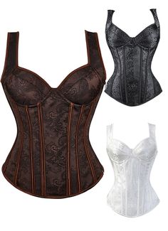 Type:Corset   Style: Sexy   Design: This beautiful fashion corset is lace up on back, Plastic boning to support   Embellishment: Lace-up   Fabric: Satin   Color: As Picture   Weight: 0.5kg   Occasion:These fashion corsets are perfect for parties,cosplay,club, a night out, or just a bedroom lingerie. It will make you look and feel amazing.   The corset is designed to create a wonderful hourglass figure for an alternative outfit a night out,is made of two Layers of fabric,plastic bones to support. Party Corset Dress With Medium Bust Support, Overbust Corset With Medium Bust Support For Party, Overbust Corset Dress With Medium Bust Support, Lace Corset With Underwire And Straps, Party Corset With Medium Bust Support, Lace Underwire Corset With Straps, Fitted Bodice Underwire Corset With Boning, Fitted Underwire Corset With Corset Back, Lace Overbust Corset With Boned Bodice