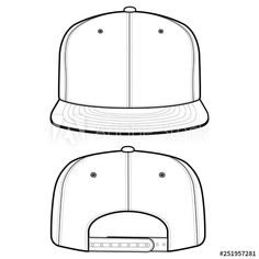 a baseball cap template with the front and back view