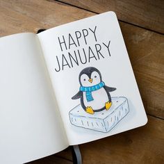 bujo inspiration january Bujo Themes January, Penguin Bullet Journal, January Whiteboard Ideas, January Bujo Theme, Bullet Journal January Spread, January Monthly Spread, January Mood Tracker, Bujo Theme Ideas, Bujo January