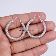 "925 Sterling Silver Diamond Hoop Earrings, Pave Diamond Hoop Earrings, Women Diamond Hoop Earrings, Woman Silver Diamond Gift Hoop Earrings Pave diamond brings you a new range of fashion earrings - Designer, Classy, Charming, Elegant, Appealing, Affordable, Casual as well as party wear, Pocket-friendly, Superb quality, High-quality plating, Skin friendly, Non-allergic, Attractive, Mesmerising, etc. It's not a heavy hoop earring. It's very easy to wear and it comfortable. Earing detail:- ------- Aaa Quality Sterling Silver Hoop Jewelry, Sterling Silver Hoop Jewelry, Diamond Monogram, Handmade Hoop Earrings, Lock Jewelry, Pave Diamond Earrings, Silver Monogram, Pave Diamond Ring, Diamond Gift