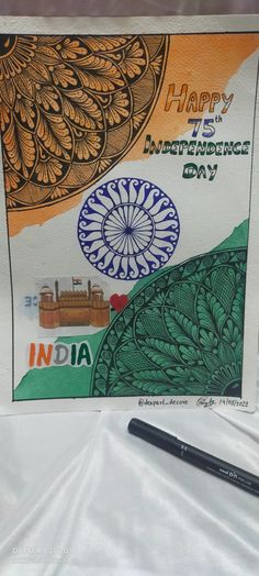 On the glorious ocassion of the India and for the Indians 75th independence day.... celebrating Aazadi ka amrut mahotsav.. . . Follow me for more beautiful art work and inspiration on my Instagram page link is given below 👇 https://www.instagram.com/reel/ChQIoJdK8uj/?igshid=YmMyMTA2M2Y= Poster On Independence Day, Happy 75th Independence Day, Pen Mandala, 75th Independence Day, Fine Liner Pen, Independence Day Card, Independence Day Drawing, Independence Day Poster, Mandala Book