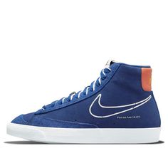 Nike Blazer Mid '77 'First Use - Deep Royal Blue' DC3433-400 (SNKR/Skate/Men's/Mid Top) Retro Blue High-top Skate Shoes, Blue Retro High-top Sneakers For Sports, Retro Blue High-top Sneakers For Sports, Nike Blue High-top Skateboarding Sneakers, Retro Blue Skate Shoes With Gum Sole, Blue Retro Skate Shoes For Sports, Hoco Shoes, Royal Blue Blazers, Skate Man