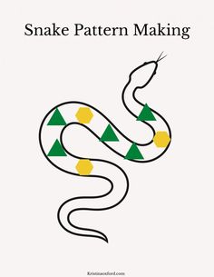 a snake with green and yellow triangles on it